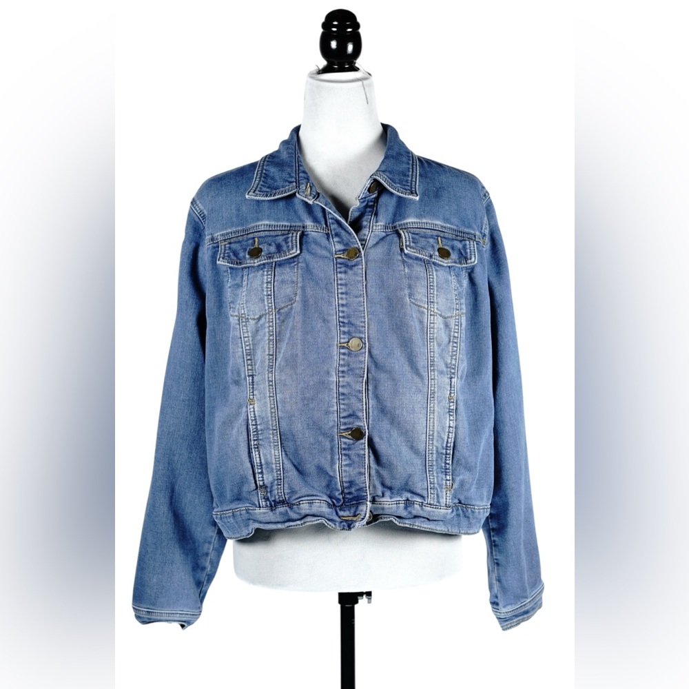 New York & Company Blue Denim Jacket Stretch Cotton Blend – Size XL - Picture 6 of 13